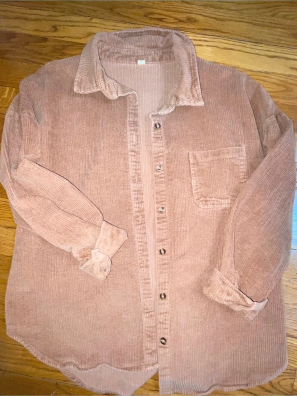 Women's Corduroy Button-Up Shacket in Dusty Rose